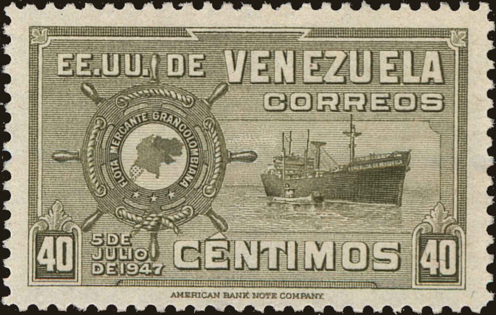 Марка м. 100 Years stamps, Venezuela..